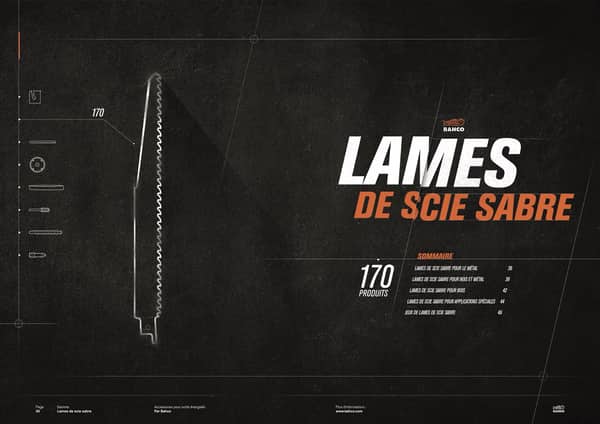 Catalogue des lames de scie sabre Bahco